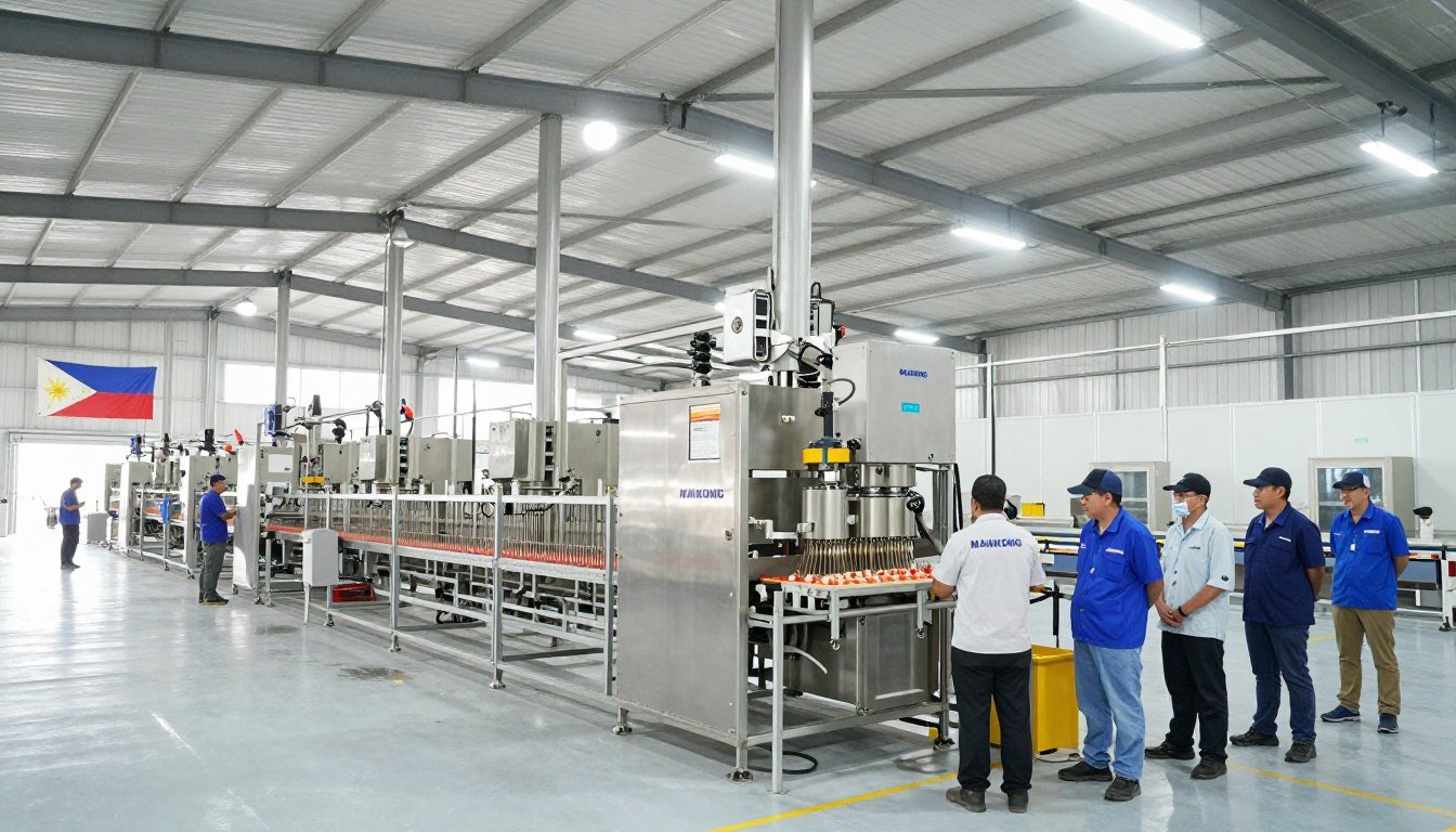 MAIKONG feed production line installation in Philippine poultry farm showing complete system MAIKONG feed production line installation in Philippine poultry farm showing complete system