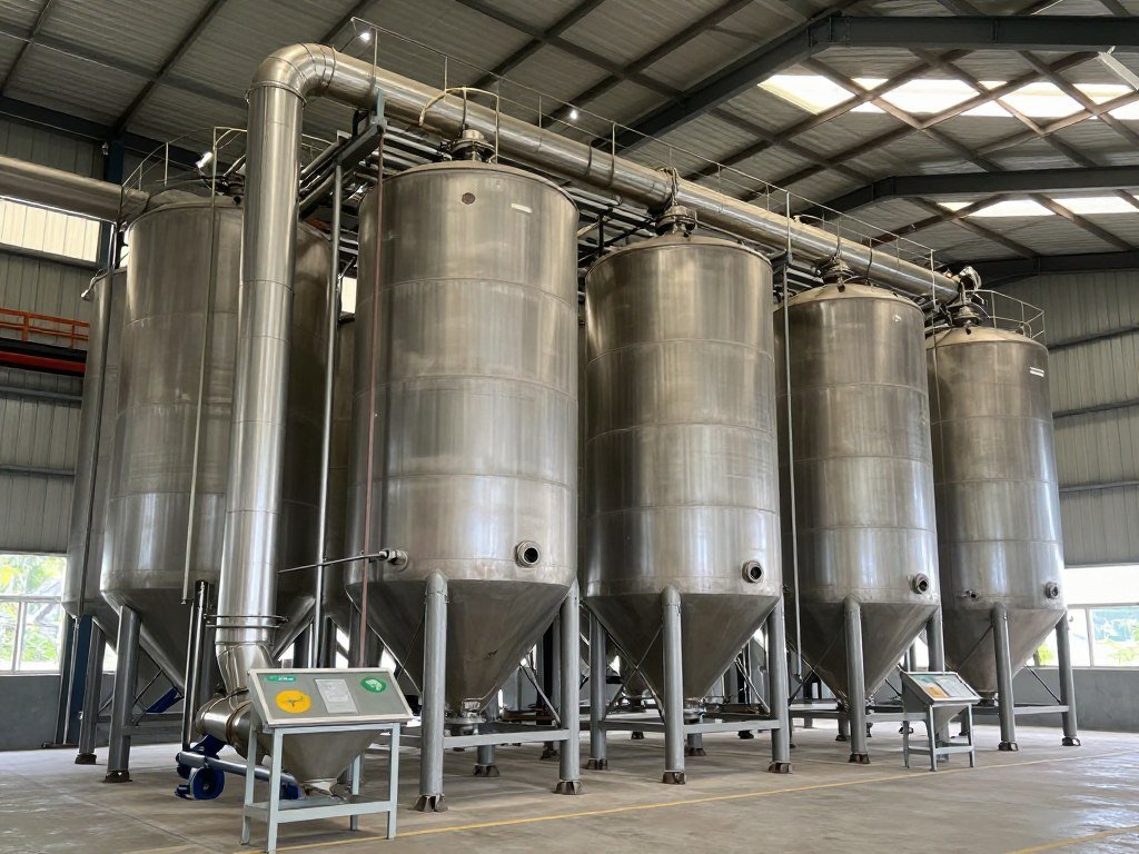 Raw material storage silos for fish feed ingredients