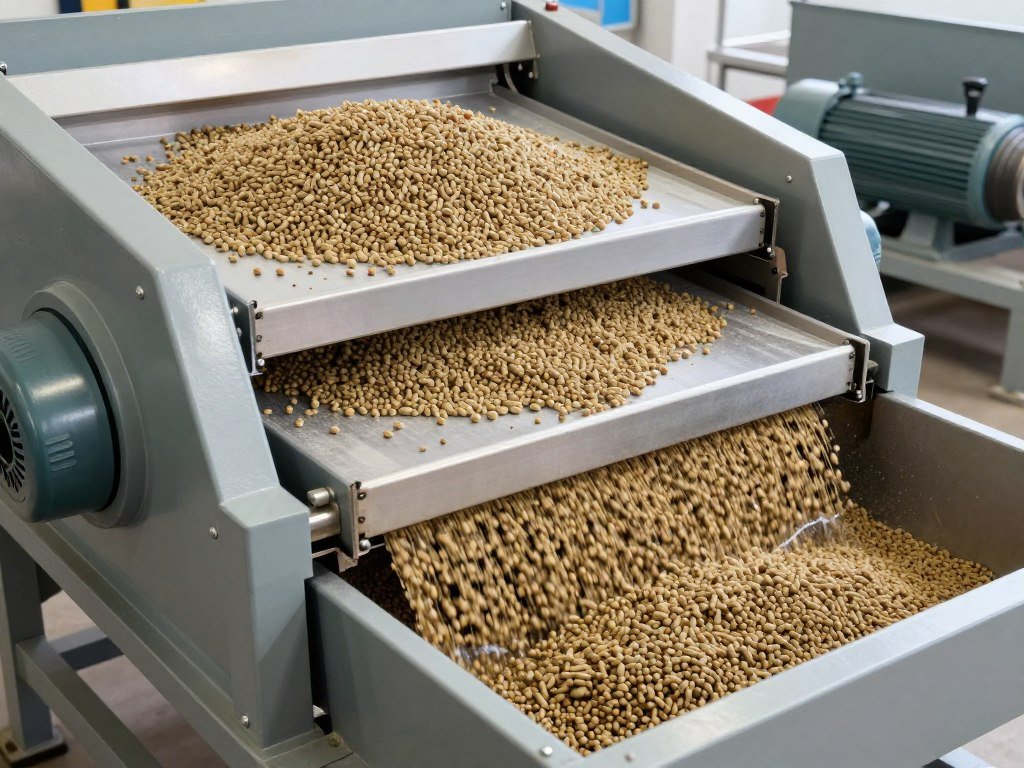Vibrating screener separating fines